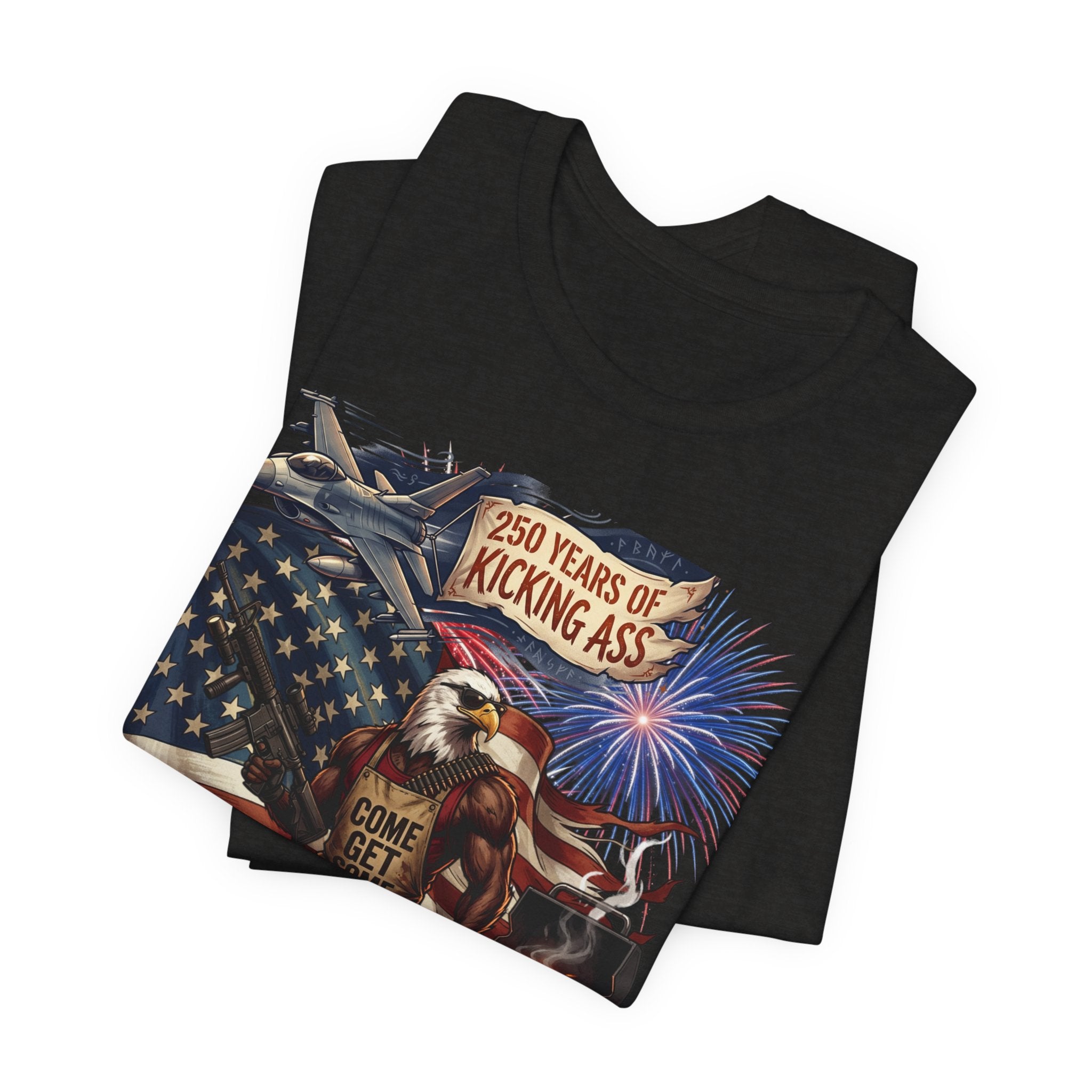 American Eagle BBQ T‑Shirt — “250 Years of Kicking Ass” Patriotic 4th of July Tee