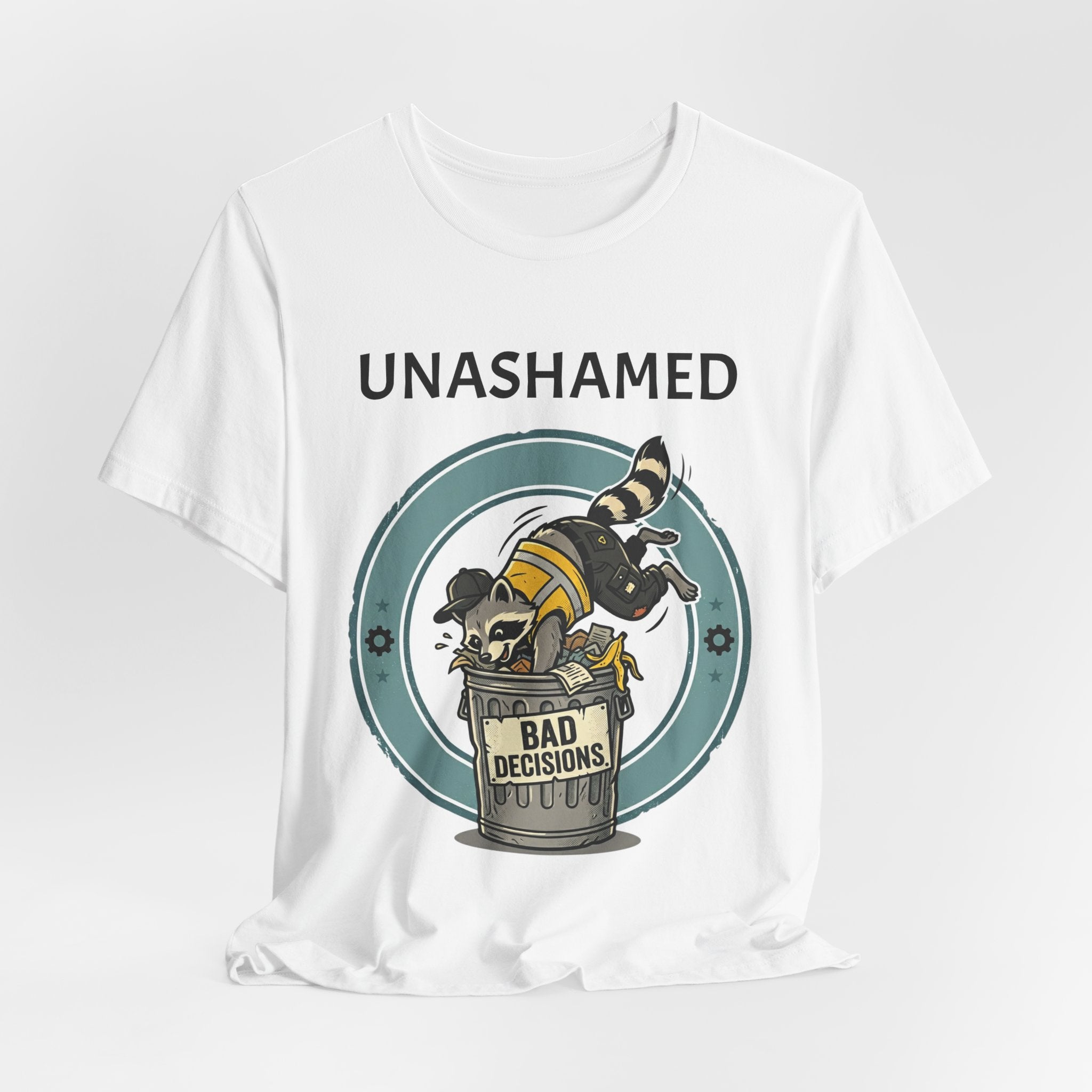 Unashamed T-Shirt — 'Bad Decisions' Raccoon & Friends Tee