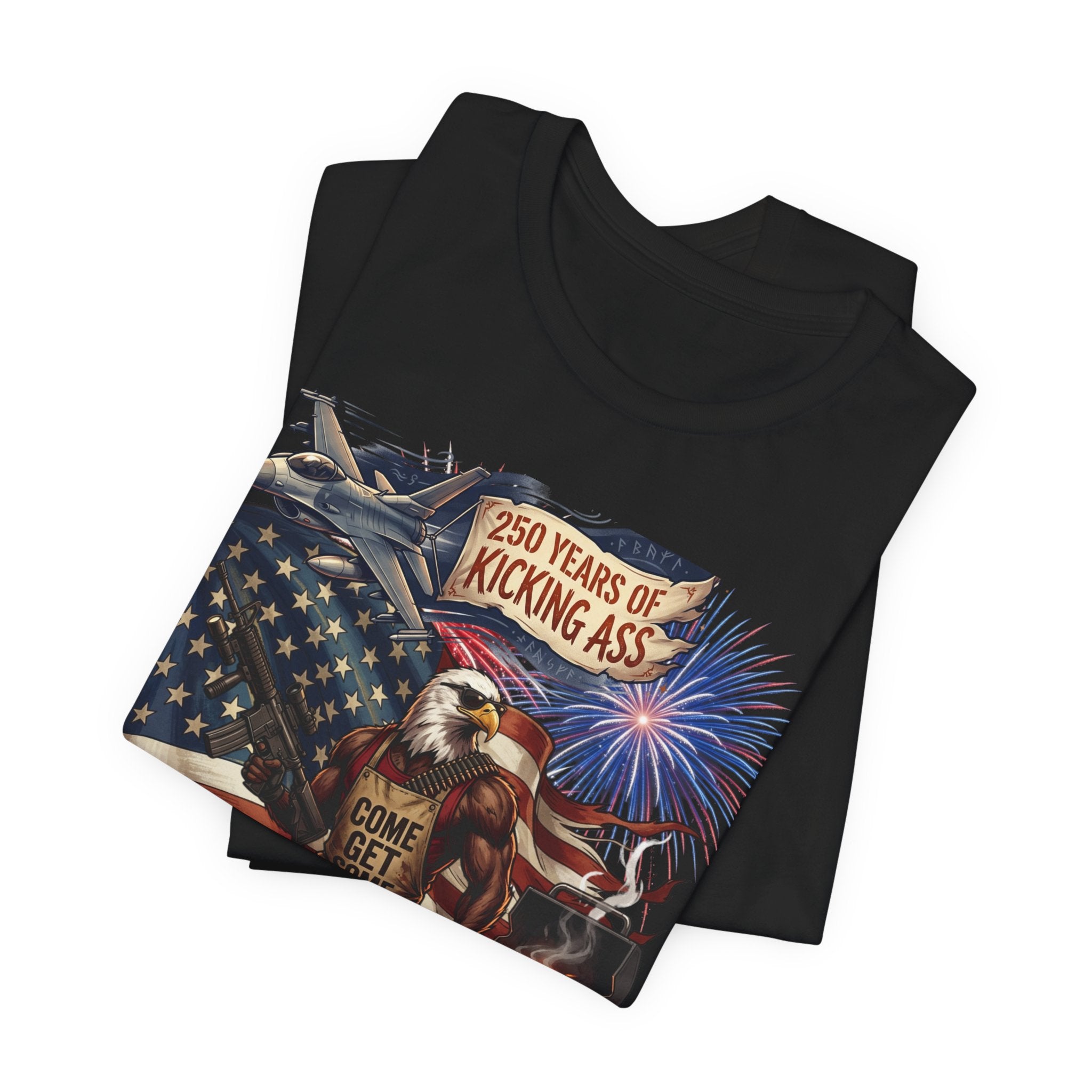 American Eagle BBQ T‑Shirt — “250 Years of Kicking Ass” Patriotic 4th of July Tee