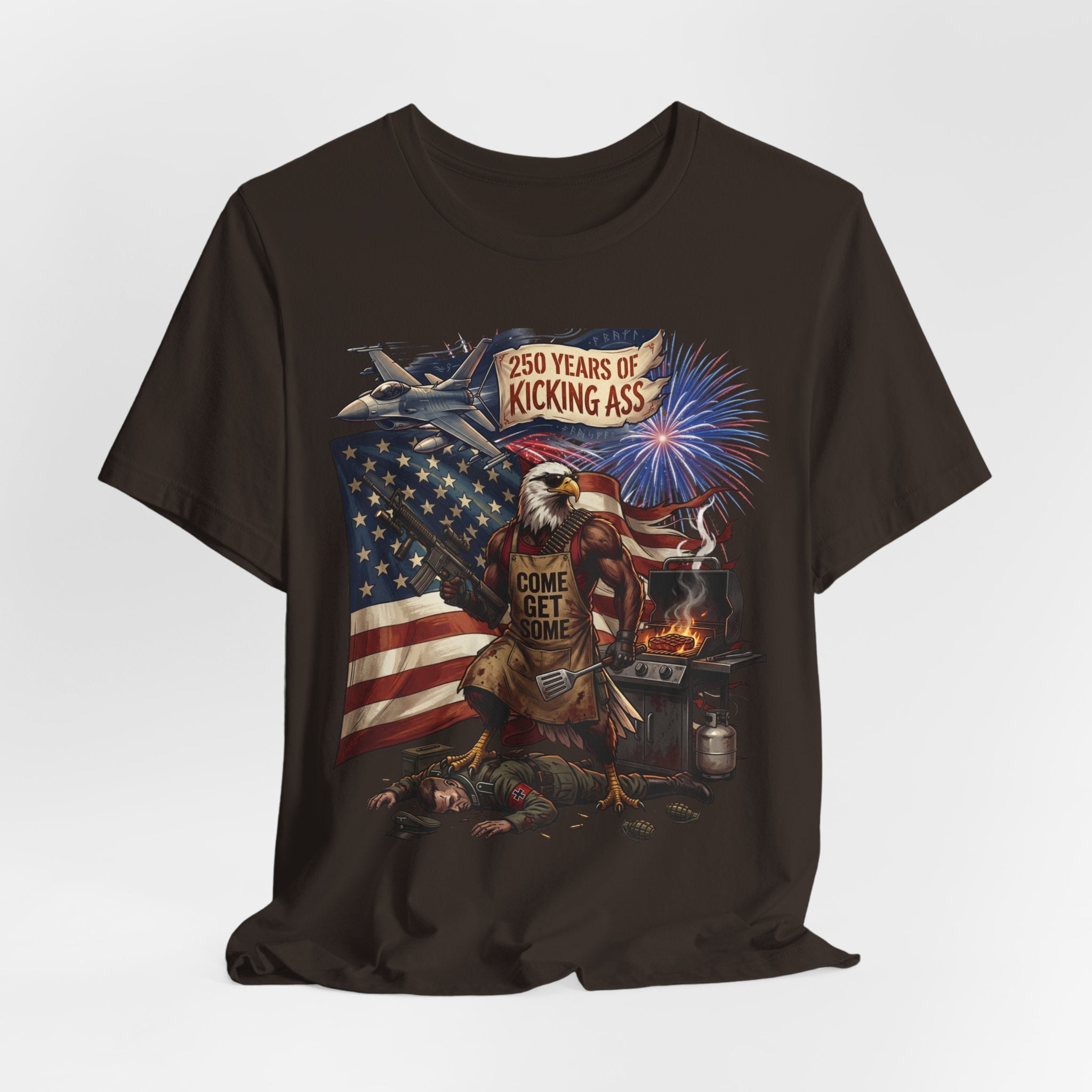 American Eagle BBQ T‑Shirt — “250 Years of Kicking Ass” Patriotic 4th of July Tee